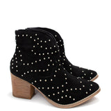 Twilight Studded Heeled Ankle Boot in Black