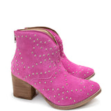 Twilight Studded Heeled Ankle Boot in Magenta