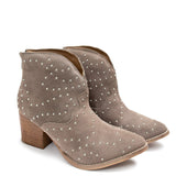 Twilight Studded Heeled Ankle Boot in Taupe