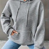 Gray Waffle Knit Cozy Hoodie