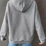 Gray Waffle Knit Cozy Hoodie