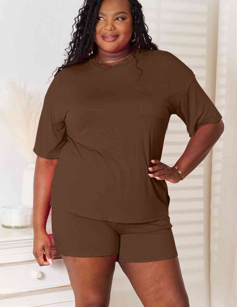 Basic Bae Full Size Soft Rayon Half Sleeve Top and Shorts Set