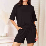 Basic Bae Full Size Soft Rayon Half Sleeve Top and Shorts Set