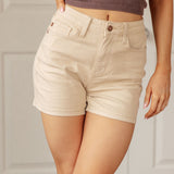 Greta High Rise Garment Dyed Shorts in Bone